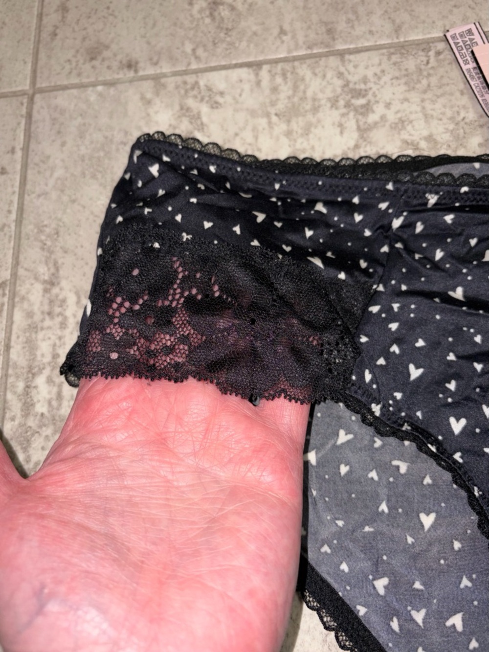 NWT Victoria's Secret Black Bikini Panty with White Heart Print - Picture 8 of 9